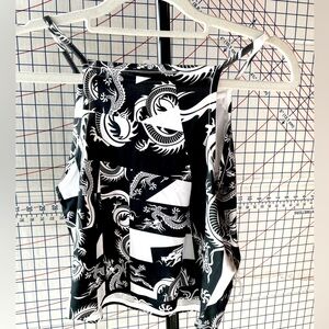 Miroh Spandex black & white asian dragon print top Size Medium